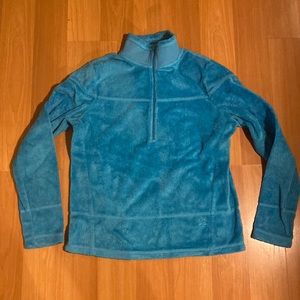 blue fuzzy quarter zip